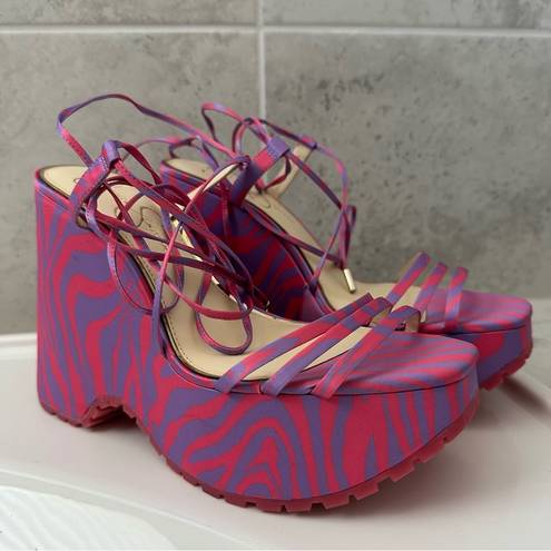 Jessica Simpson Damazy Ankle Wrap Lug Sole Platform Wedge Sandals Size 8.5