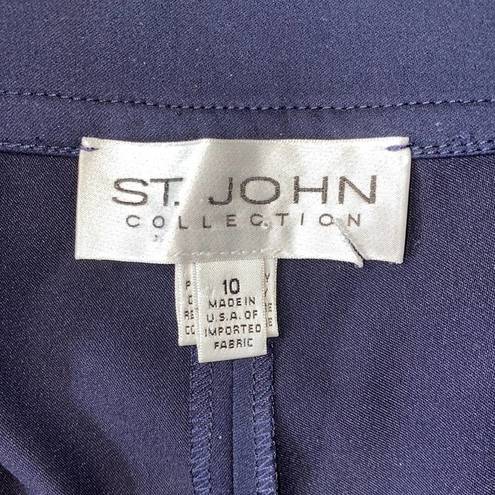 St. John  Collection Navy Blue Trousers EUC Sz 10 Wide Leg Flare Business Luxury