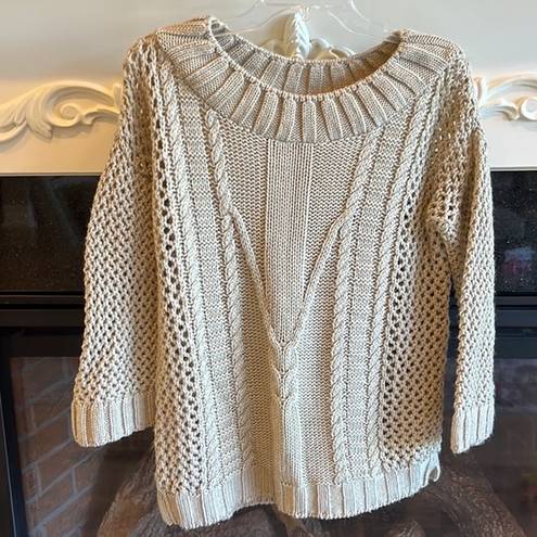 Alya Francescas Tan Crewneck Sweater Pullover  Cozy Womens Small Roomy New