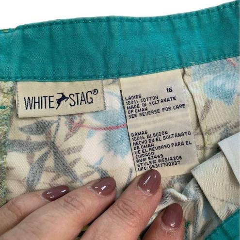 White Stag Vintage  1990s Tropical Print High Waisted Bermuda Shorts / Size 16