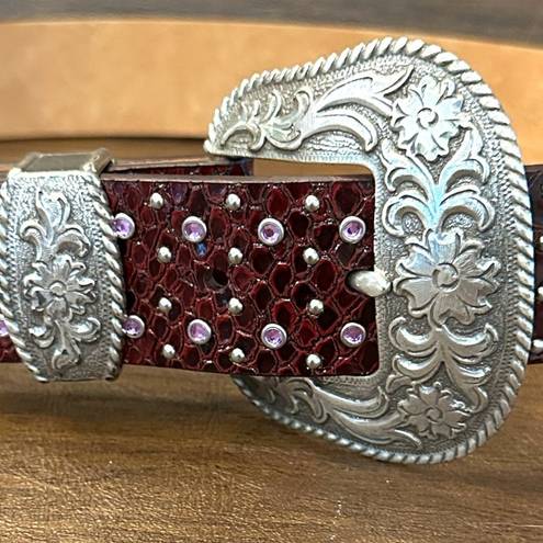 Ariat  Brown/Purple Leather Rhinestones Belt Woman’s Size 30 / 75