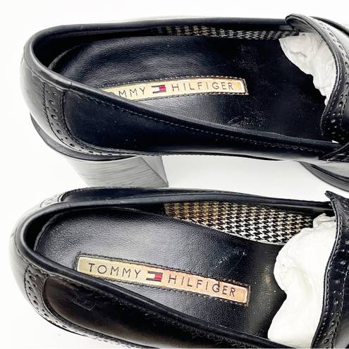 Tommy Hilfiger  Black Leather Y2K Chunky Loafer Heels, Size 8