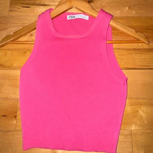 ZARA - Pink High Neck Crop Top