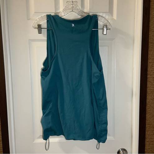 Xersion  Teal Scoop Neck Sleeveless Ruched Side Quick-Dri Tank XL