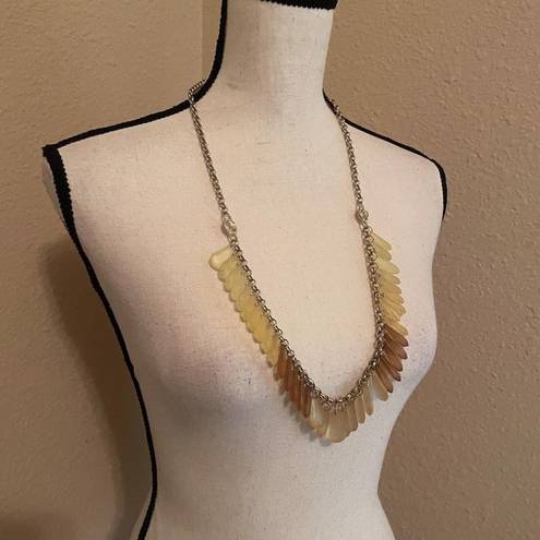 Coldwater Creek Signed  Long Yellow Bead Costume Necklace Adjustable Length