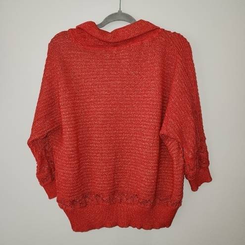 Cathy Daniels  Womens XL Red/Gold Holiday Bling Knit Turtleneck Sweater