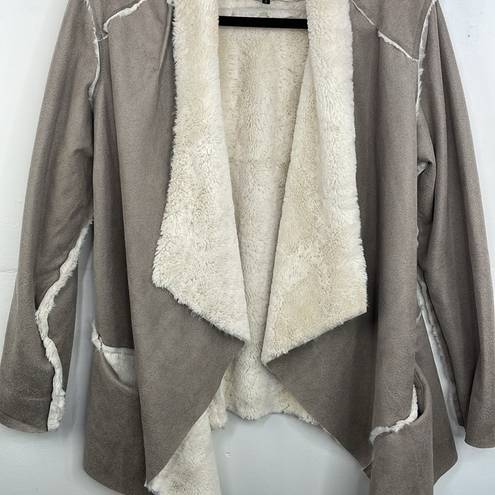 Cavalini  Gray Faux Suede Faux Fur Jacket Size Medium