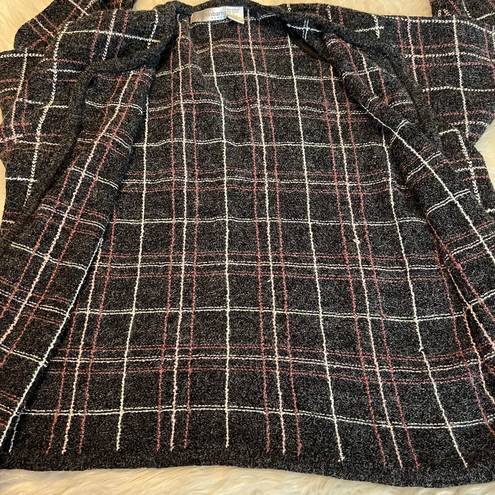 Dress Barn  Woman Button Front Cardigan Sweater Grid Pattern Fuzzy Soft Size 1X