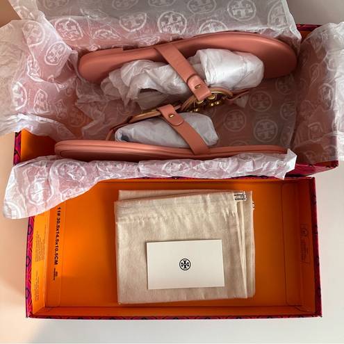 Tory Burch  Miller leather Metal Medallion Flat Thong Sandals Size 8 NIB