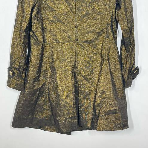 Wet Seal NEW  Vintage Y2K Trench Coat L Gold Metallic Double Breasted Deadstock