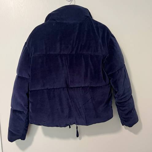 Spiritual Gangster  Velour Puffer Jacket in Midnight Sky size Medium