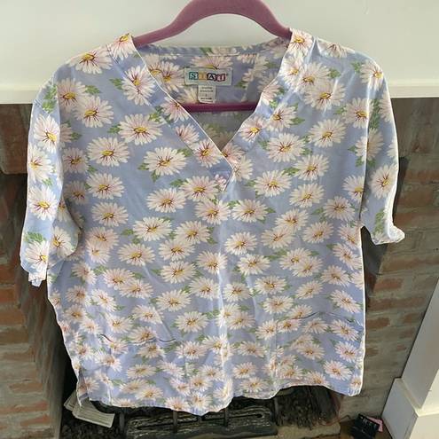 Daisy Stat Nursing Chore Scrubs Two Front Pockets  Flowers size Large Vet