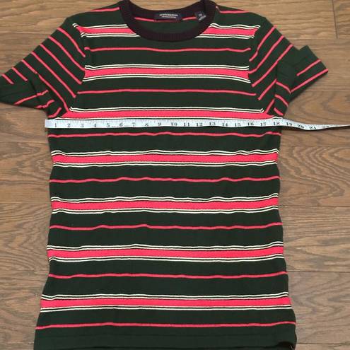 Scotch & Soda  Green Pink Striped Short Sleeve Sweater Tunic Size Medium