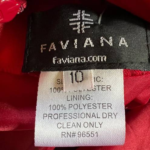 Faviana  Plunging Neckline Lace Up Back Cocktail Dress Ruby Red Size 10 NWT