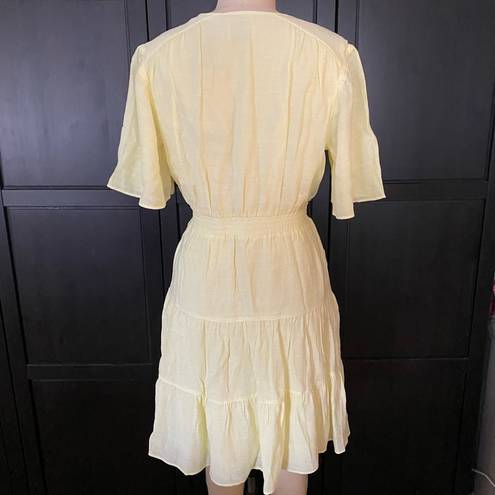 Scotch & Soda NWT  Pastel Yellow Ruffle Flutter Sleeve Knee Length Dress