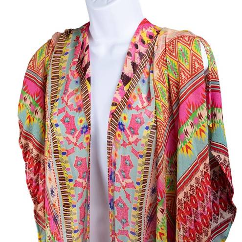 Gibson Latimer  Boho Pink Orange White Colorful Wrap NWT Small