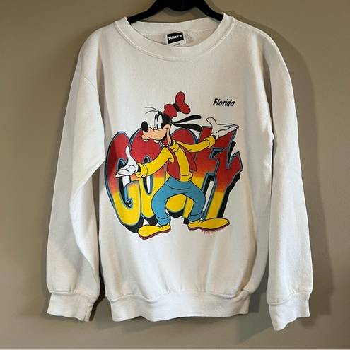 American Vintage Vintage Tultex White Disney Goofy Florida Crewneck Sweatshirt Medium