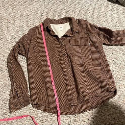 Vans  Junction Flannel Button Down Brown Plaid Shirt- Size Medium