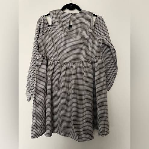 Daisy Street ASOS  Tie Sleeve Mini Smock Dress in Micro Check SZ Med Streetwear