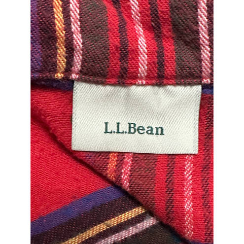 L.L.Bean  Womens Sleepshirt Red Plaid Pocket Collared Long Sleeve Flannel M