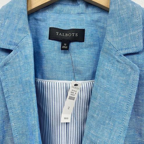 Talbots  Classic Linen Blazer in Blue size 12 NWT
