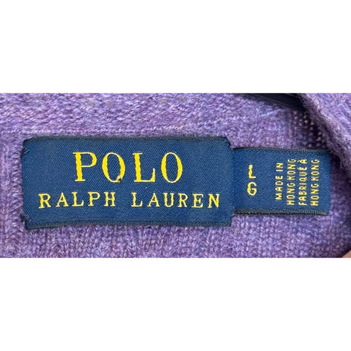 Polo  Ralph Lauren Women Sweater Ruffle Wool Pointelle Thistledown Heather Large