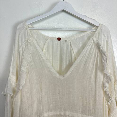 Free People Tamasi Ruffle Tunic in Ivory Size Small