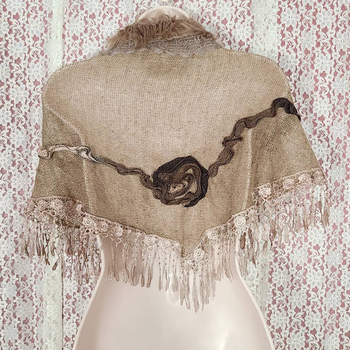 Jeanne Simmons NWT  faux fur fringe shawl 