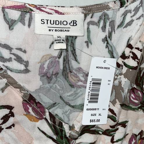 Bobeau Studio B by  NWT Size XL Floral Print V-Neck High-Low Hem Woven Dress