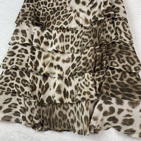 Talbots  Animal Print Chiffon Ruffle Layered Skirt Size 8 Lined Chiffon Cheetah