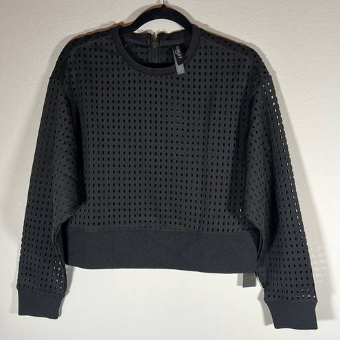 Cynthia Rowley NWT Rowley Fitness Black Perforated Mesh Pullover