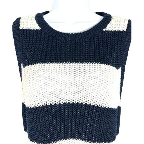 Tommy Hilfiger  Women's Heavy Weight Chunky Cotton Knit Sweater SZ L Navy, White