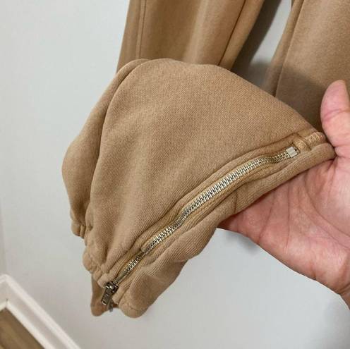 N: Philanthropy Front Zip Joggers Sweatpants in Camel Tan Size M