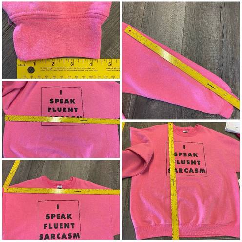 Gildan Neon Pink I Speak Fluent Sarcasm Graphic Pullover Size XL