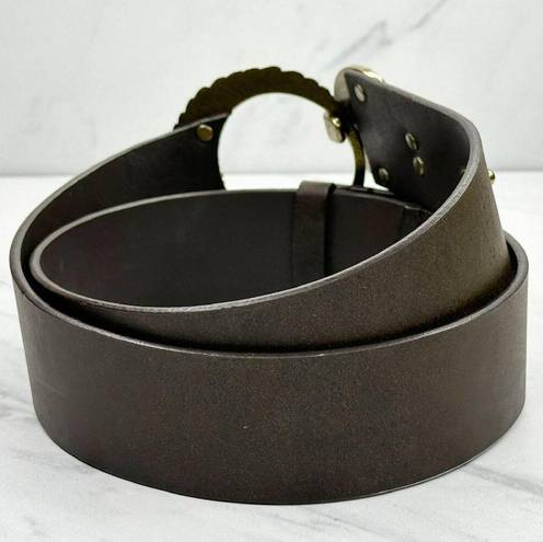 Chico's  Brown Leather Hook Buckle Belt Size Small S Medium M Womens