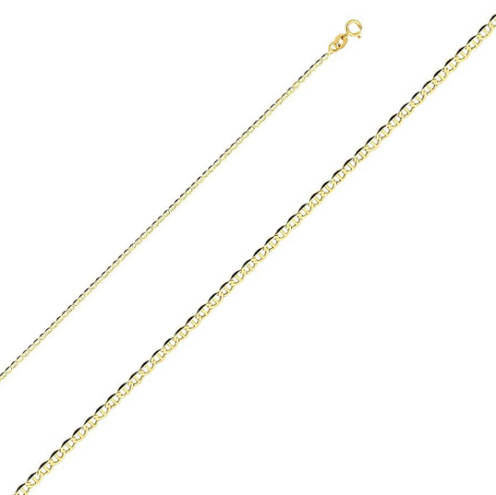 Tehrani Jewelry 14k Real Gold 1.4mm Flat Mariner Chain necklace