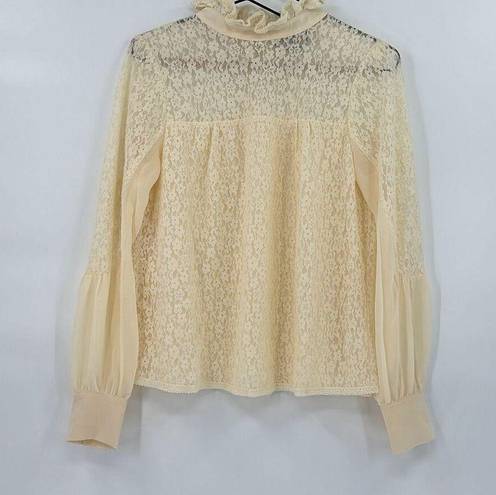 Tuckernuck  Womens Rosalee Cream Lace Ruffle Blouse Medium