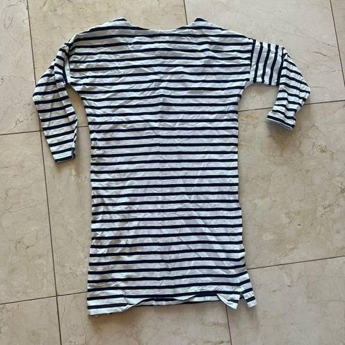 Patagonia  Black/White Striped Midi Dress 3/4 Sleeves Sz Small