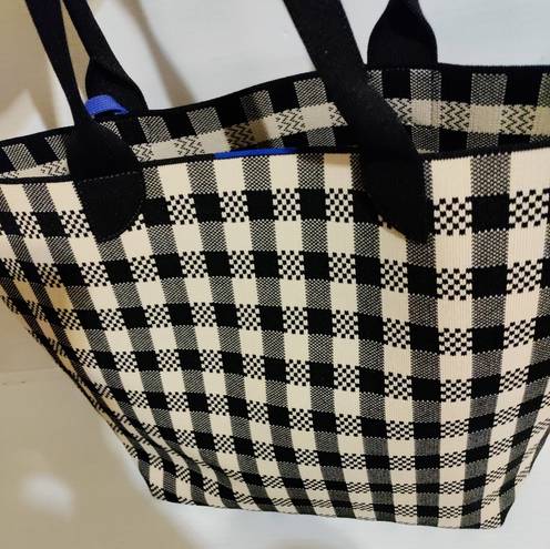 Rothy's  Lightweight Tote Black and Canvas Gingham NEW without tag