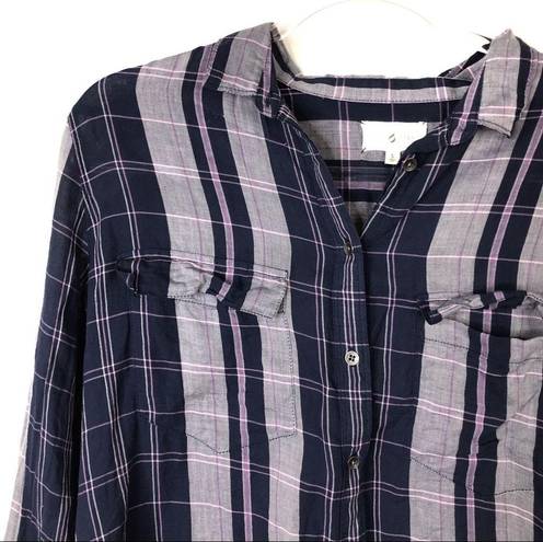 Lou & grey  | Navy Plaid Button Up Shirt