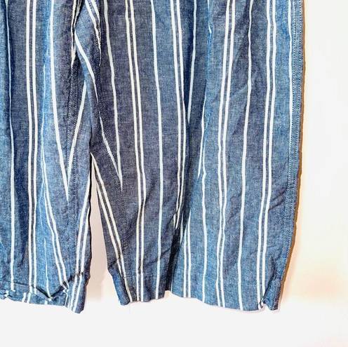 Beach Lunch Lounge Margot Linen Blue Striped High Rise Crop Pants