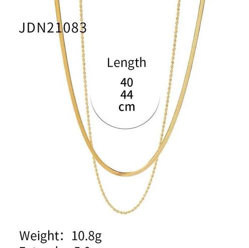 18k Gold PVD over Stainless Steel Multilayer Herringbone & Rope Chain Necklace