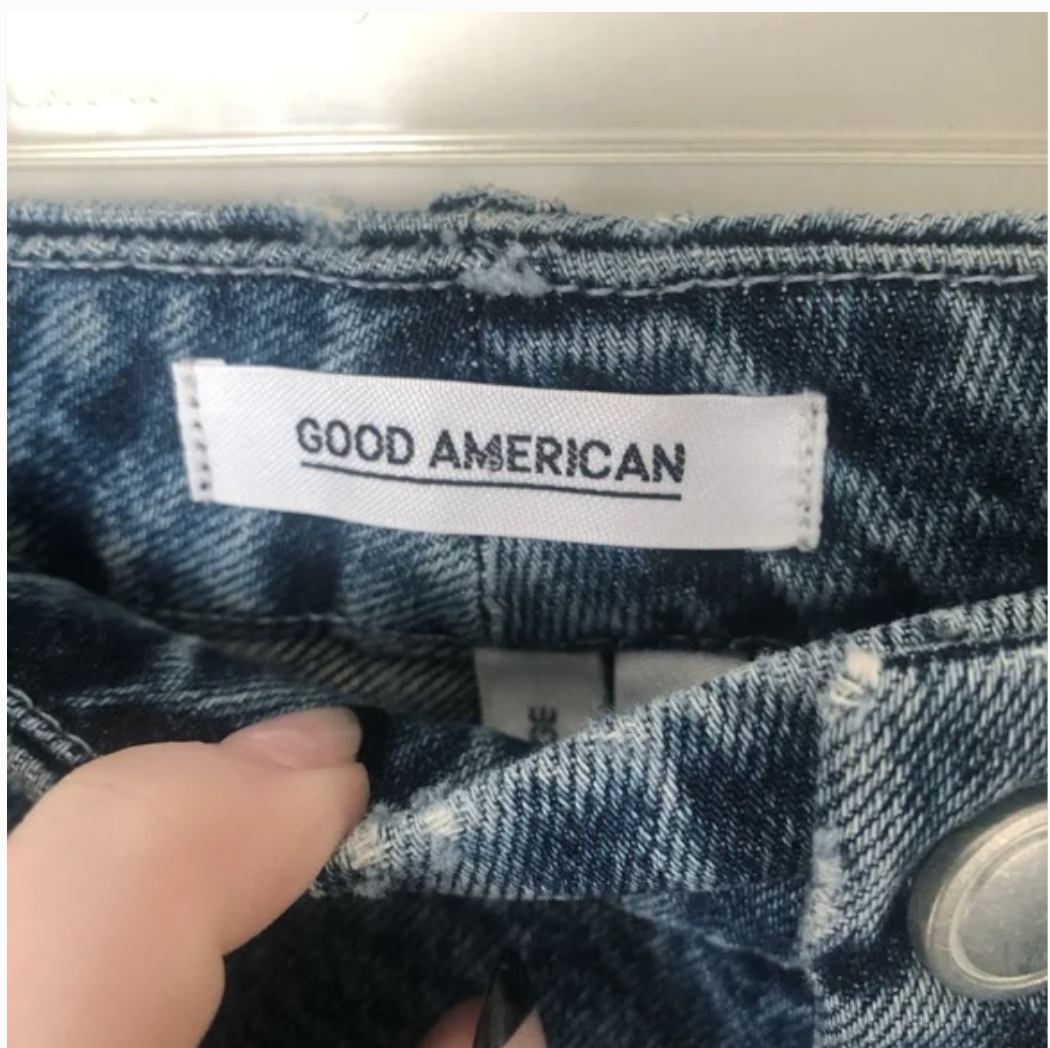 Good American Good Curve Straight Ripped Distressed Jeans Plus Size Jeans 16