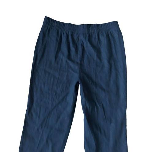 LAND N SEA Navy Linen Blend Crop Pants Size Medium NEW