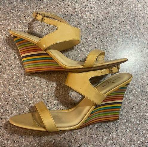 Kate Spade  Clume Beige Patent Rainbow Wedges