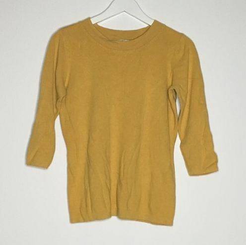 Dress Barn  3/4 Sleeves Crewneck Sweater Mustard Yellow Top Womens Size M