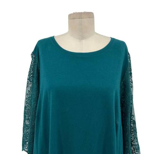 City Chic  Embroidered Angel Top Alpine Green Blue Size XXL / Plus Size 24