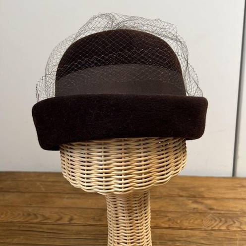 Krass&co Vintage 1960s ladies brown wool net hat Merrimac hat 