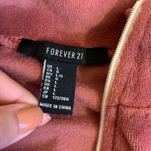 Forever 21 F21 Red And White Y2K Style Velour Track Jacket Size Large