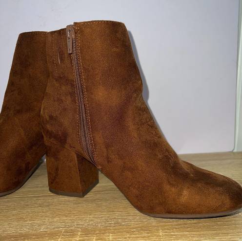 Brown Suede Wedge Booties Size 7.5